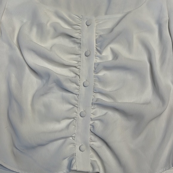 🔴 TOPSHOP IVORY BUTTON PRAIRIE SHORT SLEEVE BLOUSE - Picture 3 of 6